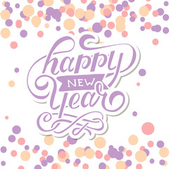 Happy New Year Vector Gradient Phrase Lettering Calligraphy Sticker