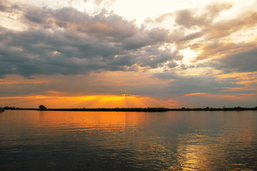 A golden sunset at Chobe River, Chobe National Park, Botswana