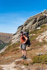 Fototapeta premium A happy man among nature