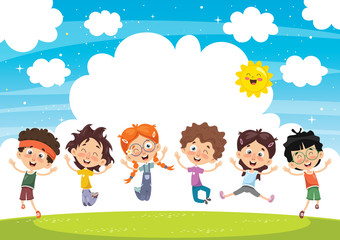 Obraz na płótnie Canvas Vector Illustration Of Cartoon Children