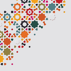 Arabic arabesque holy month design greeting card for Ramadan Kareem.Islamic colorful pattern vector illustration.