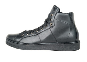 Leather black sneakers