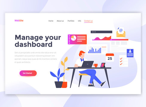 Flat Modern design of wesite template - Manage your dashboard