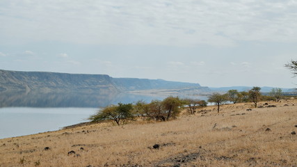 Lake Magadi against a Mountain Background, Rift Valley, Kenya