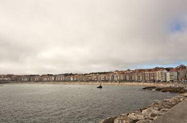 Fototapeta na wymiar Bucht und Uferpromenade von Sanxenxo (Sangenjo), Provinz Pontevedra, Rias Bajas, Galicien, Spanien