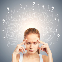 Confused young european woman
