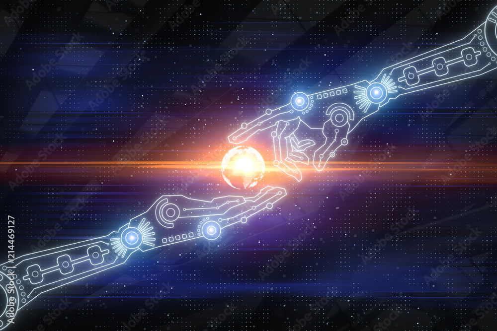 Poster robotics, cyberspace and innovation concept