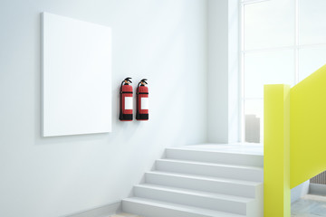 Modern interior with fire extinguishers