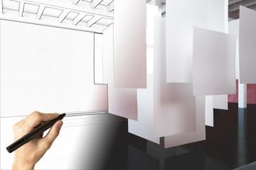Exhibition hall plan with empty banner