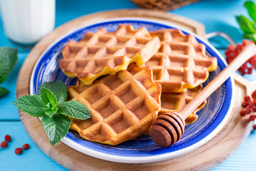 Pumpkin spicy waffles for breakfast