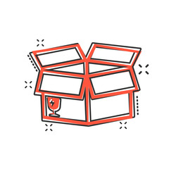Vector cartoon packaging box icon in comic style. Shipping pack sign illustration pictogram. Box business splash effect concept.