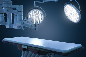 surgery room with robotic surgery