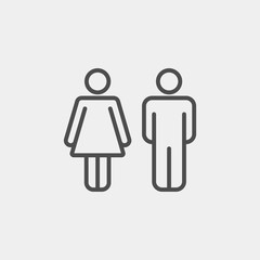 Man and woman flat vector icon. Toilet flat vector icon