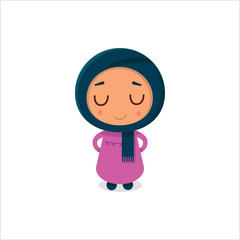 Muslim girl in the flat style isolated