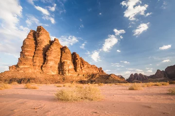  Seven Pillars of Wisdom, a rugged, rocky mountain in Wadi Rum Desert, Jordan. © EyesTravelling