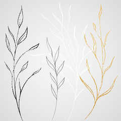 Hand drawn sketch of leaves for background. Vector illustration