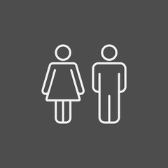 Man and woman flat vector icon. Toilet flat vector icon