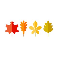 Autumn leaves flat vector icons set. Tree leaves flat vector icons set	