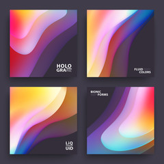 Modern Covers Template Design. Fluid colors. Set of Trendy Holographic Gradient shapes for Presentation, Magazines, Flyers, Annual Reports, Posters and Business Cards. Vector EPS 10