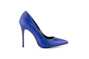 blue stiletto heel shoe