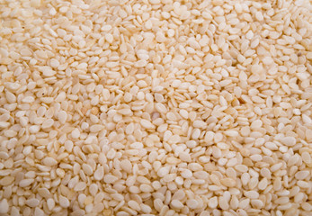 white sesame seeds isolated on the white
