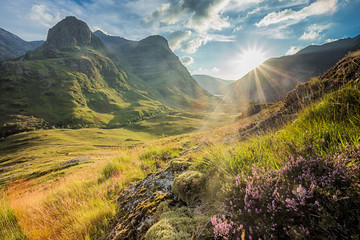 Valley view below the mountains of Glencoe, Lochaber, HIghlands, Scotland, UK - Powered by Adobe