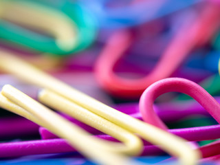close up of colorful of paperclip concept of colorful background