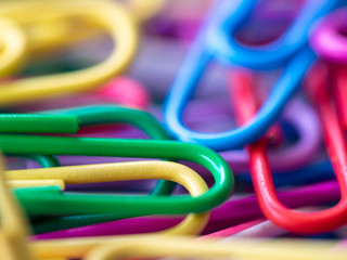 close up of colorful of paperclip concept of colorful background