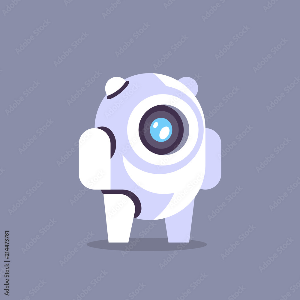 Poster chat bot robot icon artificial intelligence concept chatbot technology gray background flat vector i