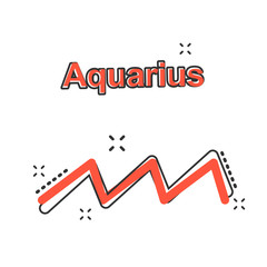 Vector cartoon aquarius zodiac icon in comic style. Astrology sign illustration pictogram. Aquarius horoscope business splash effect concept.