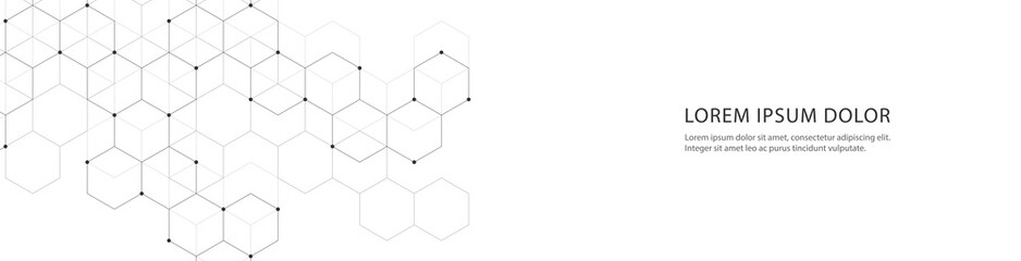 Vector banner design with hexagons abstract background.