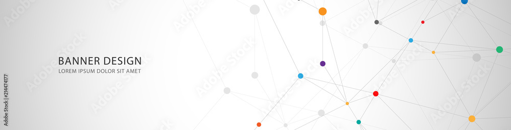 Wall mural vector banner design, network connection with lines and dots