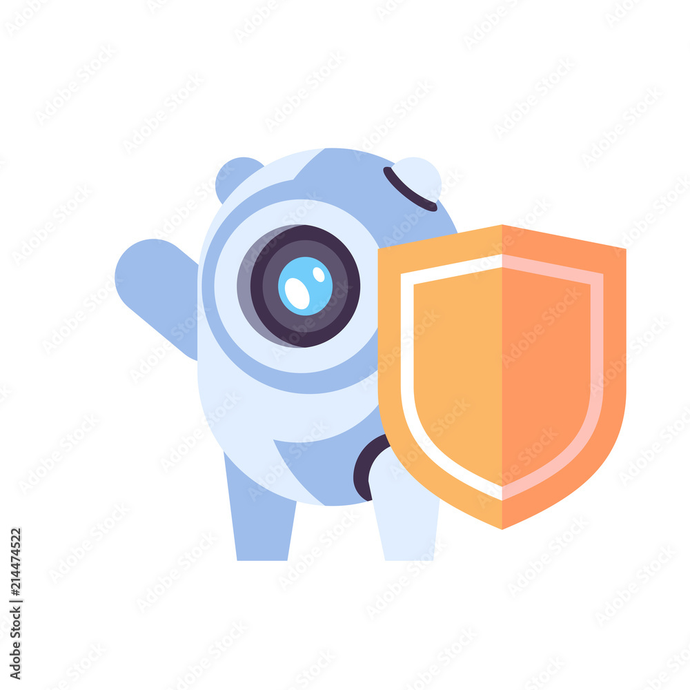 Poster chat bot robot shield protection concept artificial intelligence privacy database chatbot technology