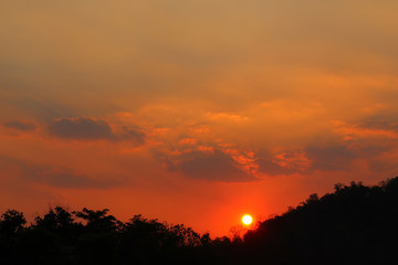 Sunset at the valley on a natural background