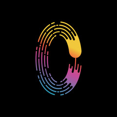 letter O bright isolated on black background