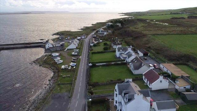 Aerial Tilt Up of Islay and Loch Indaal in Scotland