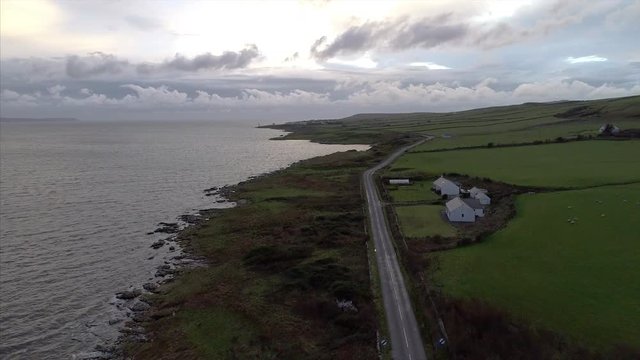 Aerial of Farms by Loch Indaal in Islay Scotland