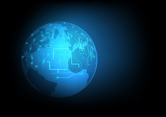 Abstract digital and technology background. Global network with futuristic of world communication circuit.