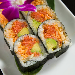 Sushi on a white plate