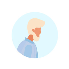 old man profile avatar elderly grandfather isolated portrait flat cartoon character vector illustration