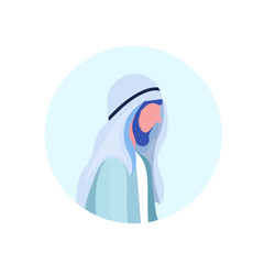 arab man beard profile avatar icon isolated male traditional clothes cartoon character portrait flat vector illustration