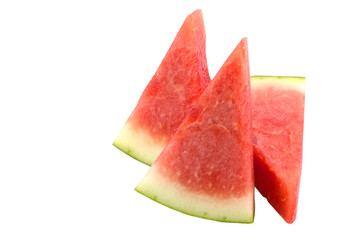 Summer fruit, melon, refreshing sliced of watermelon isolated on white background with clipping path.