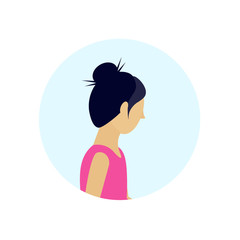 asian woman profile avatar isolated female cartoon character portrait flat vector illustration