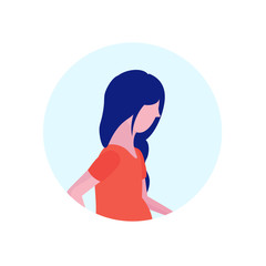 asian woman profile avatar isolated female cartoon character portrait flat vector illustration
