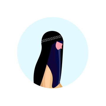 arab woman profile avatar isolated paranja female cartoon character portrait flat vector illustration