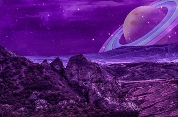 Printed kitchen splashbacks Violet rocks on an alien planet