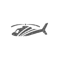 Helicopter icon in grunge texture. Vintage style vector illustration.