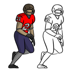 american football player in red jersey shirt running vector illustration sketch doodle hand drawn with black lines isolated on white background