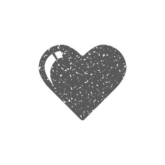 Heart shape icon in grunge texture. Vintage style vector illustration.