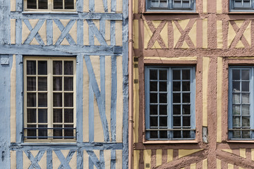 facade of old houses in the city of Rouen